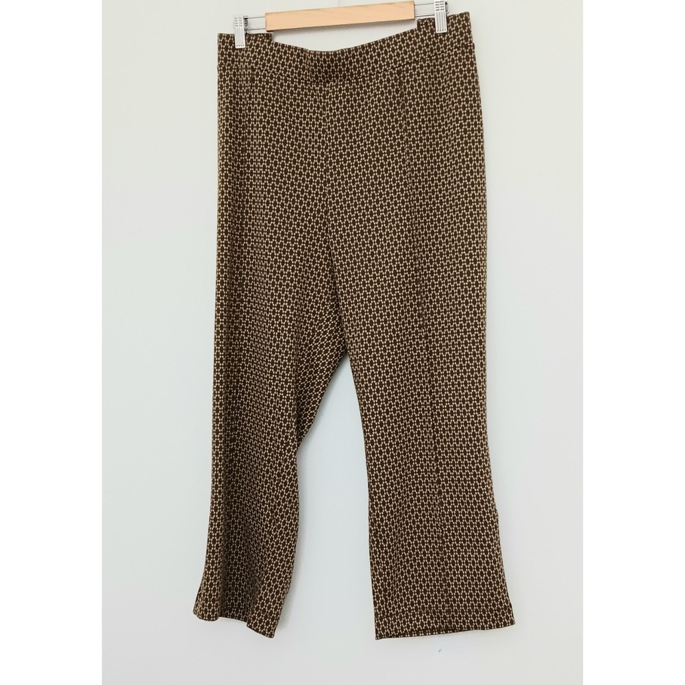 Isaac Mizrahi Live! Pants 26WP Brown Knit Jacquard Straight Leg Ankle Pullon NEW